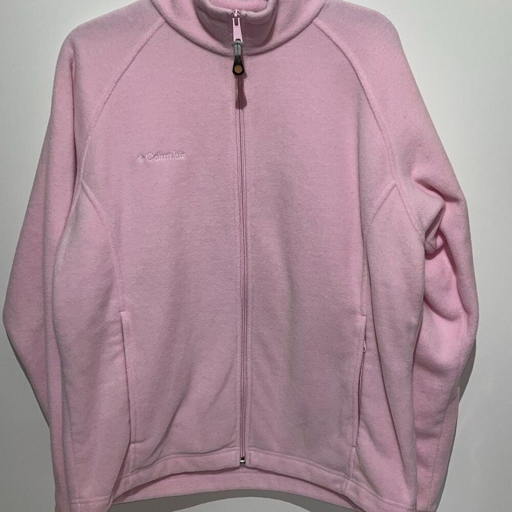 Columbia Womens Fleece Jacket Light Pink Full Zip‎ Mock Neck Outdoor Large
